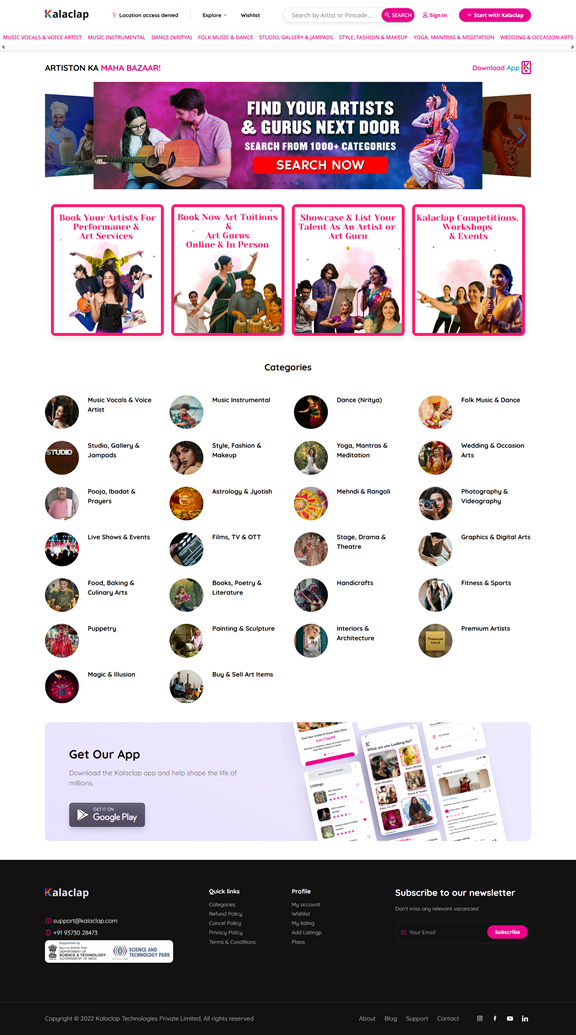 Kalaclap website, built by NZ Solutions